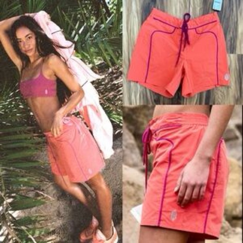 FP Movement by Free People Coral Athletic Shorts with Purple Piping